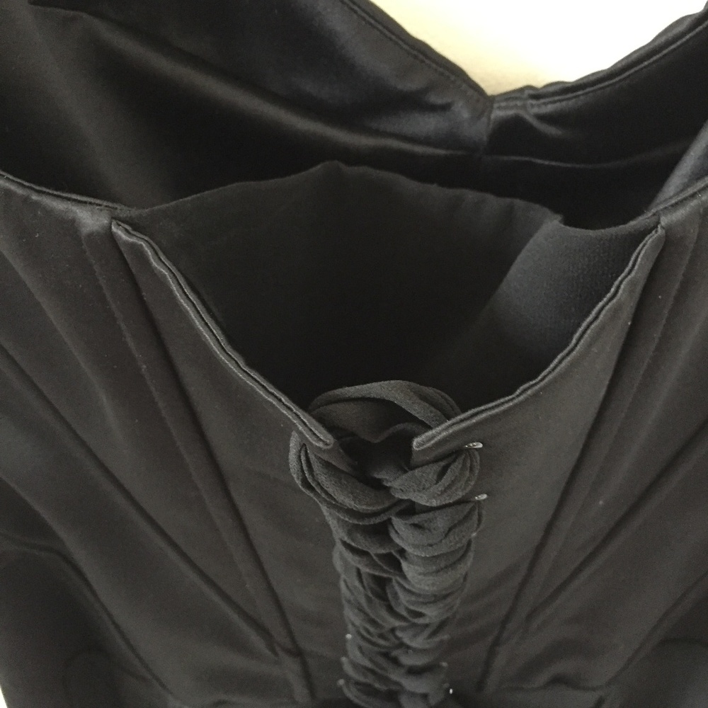 NWOT BCBG MaxAzria Black Lace Up Corset Style Chiffon Dress Retail $375 - Picture 4 of 8